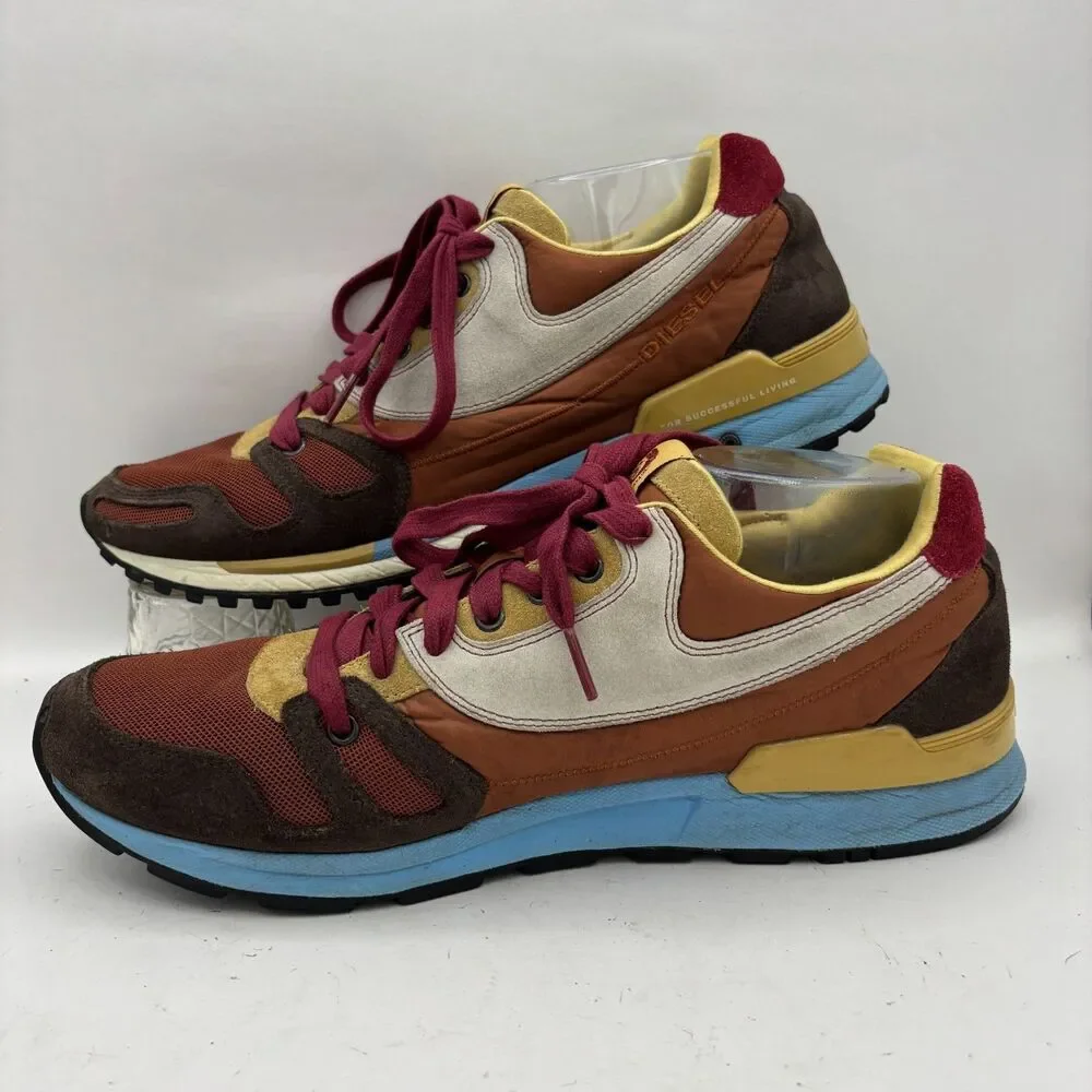 Diesel Absolute Sneakers Mens US 12 Multicolor Leather Suede Mesh Lace Up Shoes